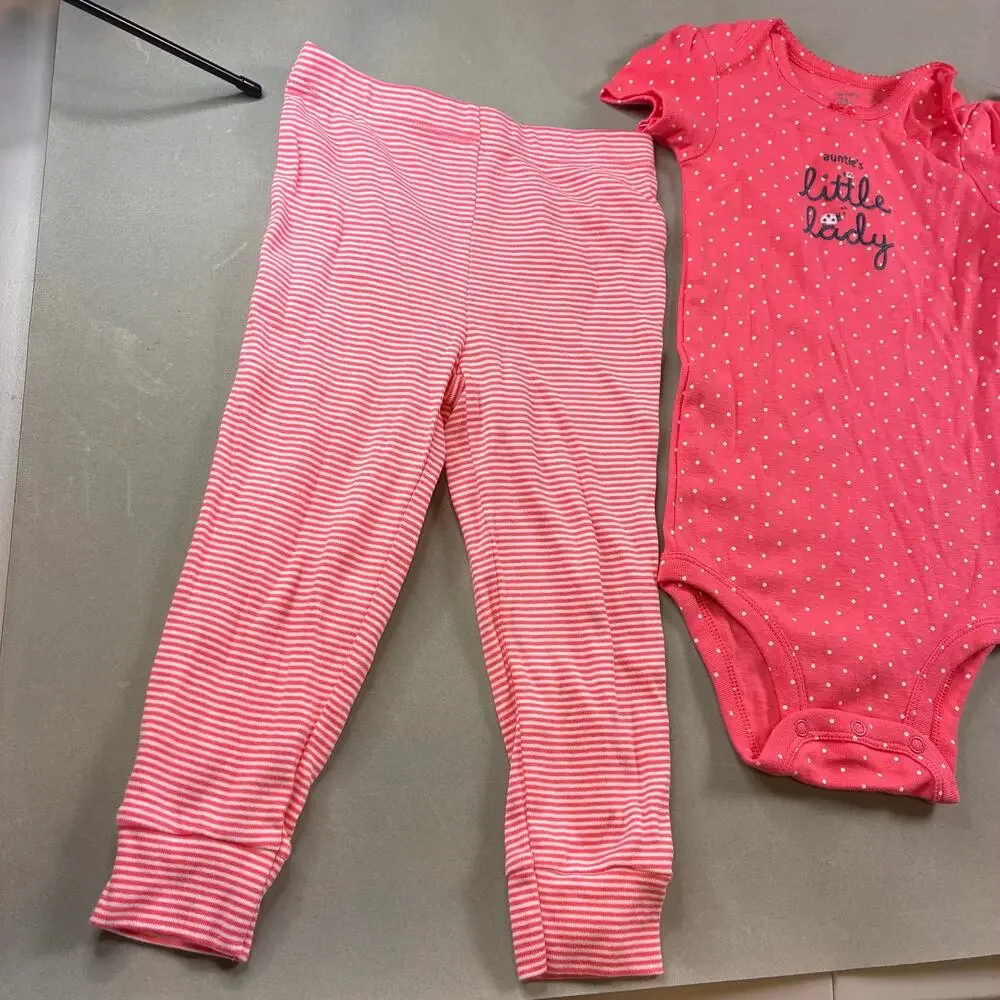 Carter's Baby Girl 3 Pc Ladybug Outfit Set 24M NWT Bodysuits Leggings Pink